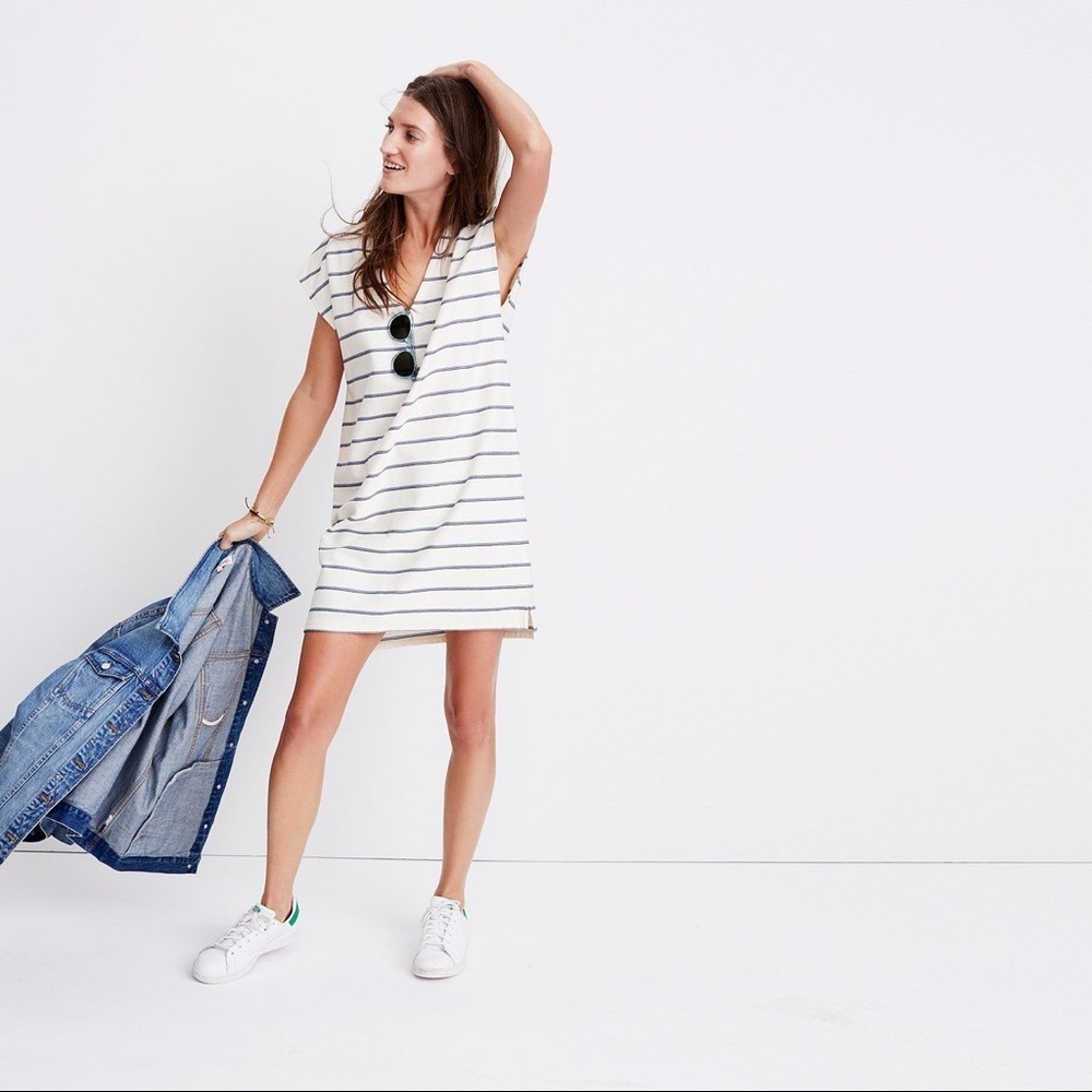 Madewell Striped White and Blue Dress